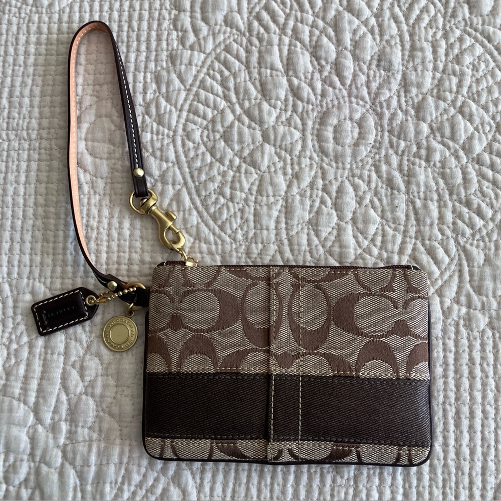 New Coach brown wristlet